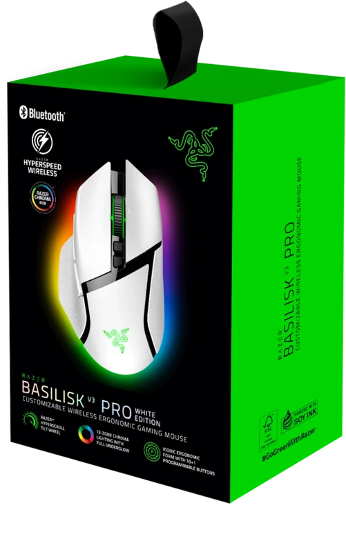 Razer | Basilisk V3 Pro | Wireless | Pelė žaidimams | Bluetooth | Baltas | Yes
