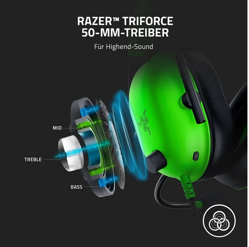 Esports Žaidimų Ausinės Razer BlackShark V2 X, Žalios