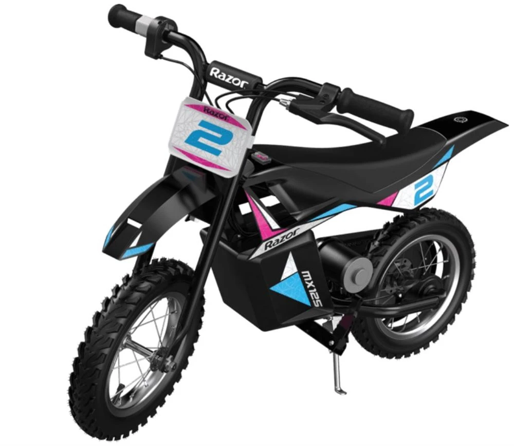Razor MX125 +DECALS Dirt Bike, ES, juodas, ličio baterija