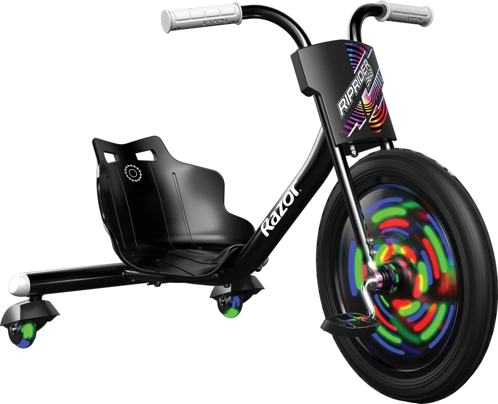 Triratis dviratis Razor RipRider 360 Lightshow, juodos spalvos