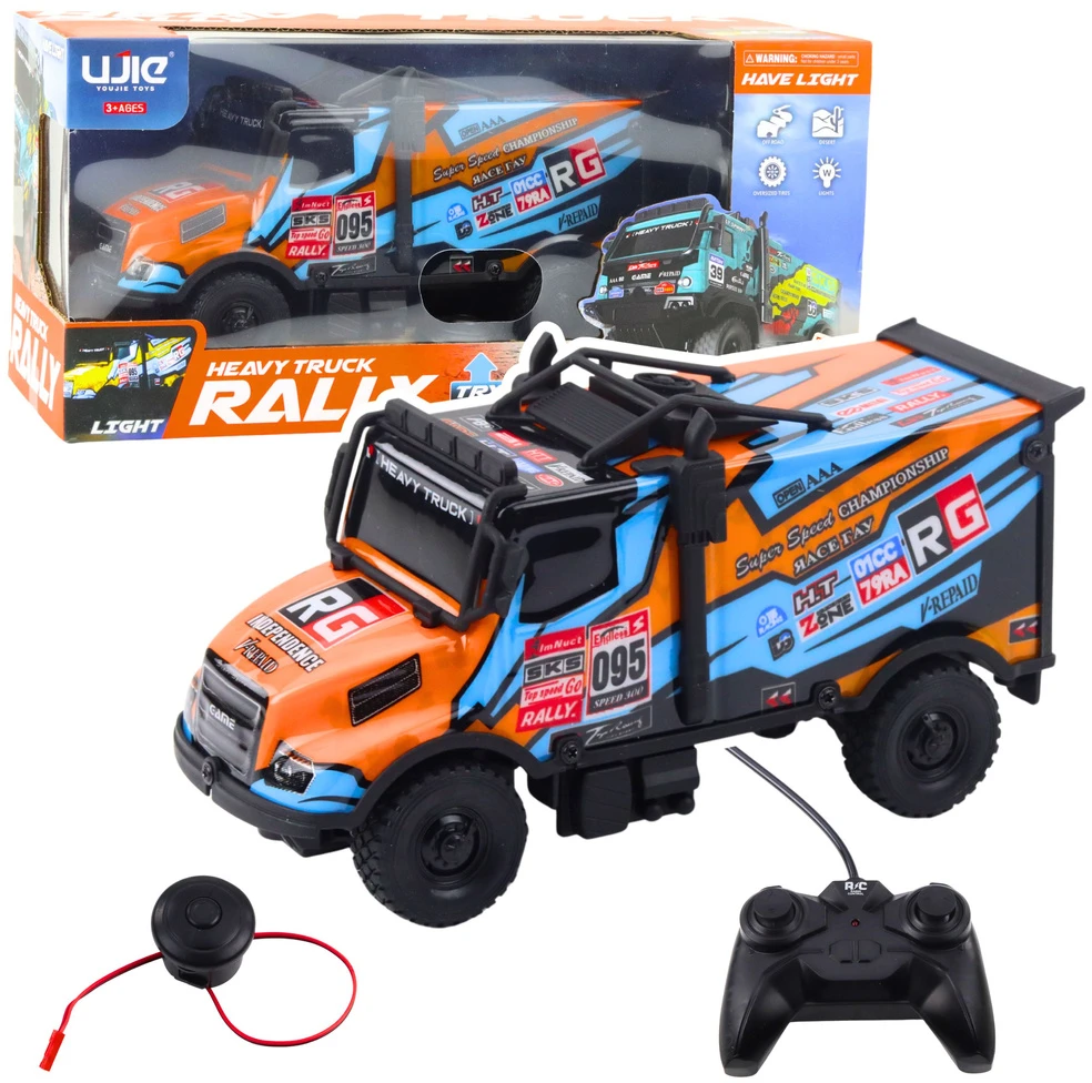Lean Toys Nuotolinio valdymo RC sunkvežimis, oranžinis ir mėlynas, 20 cm