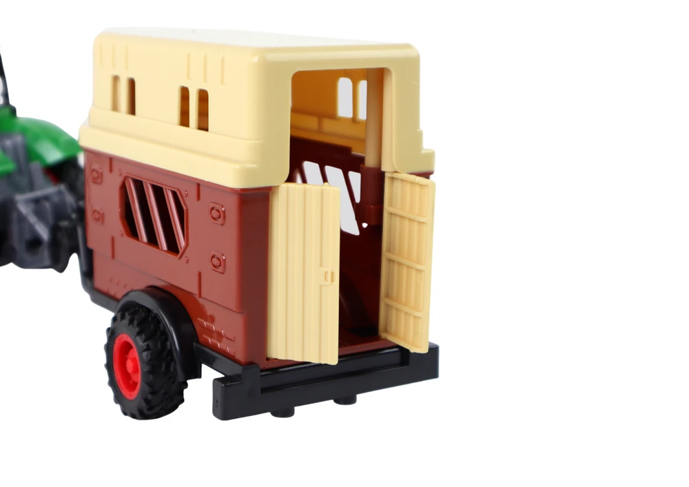 Lean Cars Nuotoliniu būdu valdomas traktorius su priekaba Lean Toys, žalias/pilkas, 41x11x12 cm