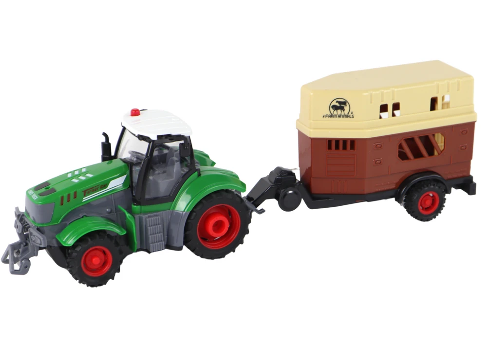 Lean Cars Nuotoliniu būdu valdomas traktorius su priekaba Lean Toys, žalias/pilkas, 41x11x12 cm