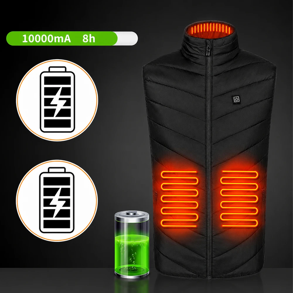 Realne Ceny Krzysztof Alchimionek 30x Šildoma liemenė Be rankovių Striukė Žieminė Unisex USB Powerbank r XL