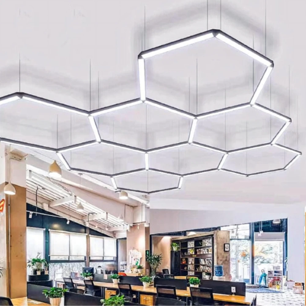 Realne Ceny Krzysztof Alchimionek 60 vnt. LED šešiakampės plokštės lempa Apšvietimas Dirbtuvėms Garažui Namams 257x244 cm 280 W 6500 K
