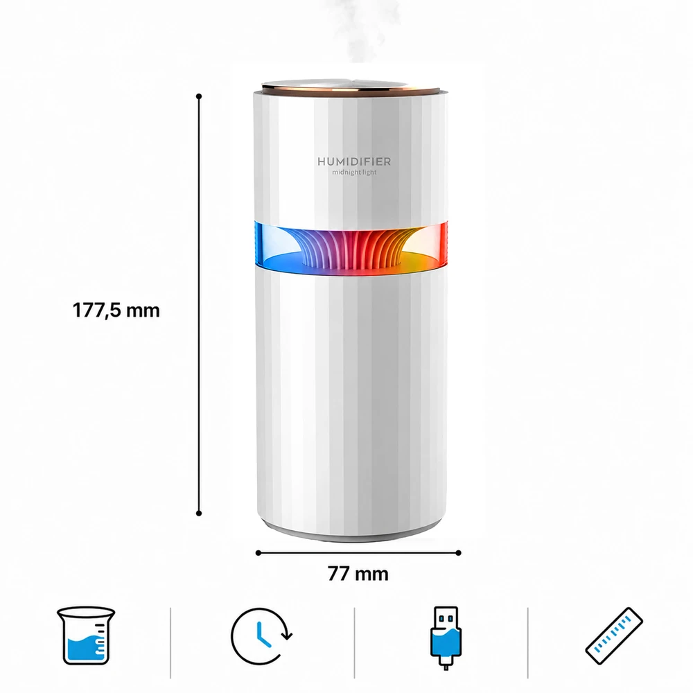 Realne Ceny Krzysztof Alchimionek Drėkintuvas Powietrza Dyfuzor do Samochodu su Lampką Podświetleniem Led 400ml