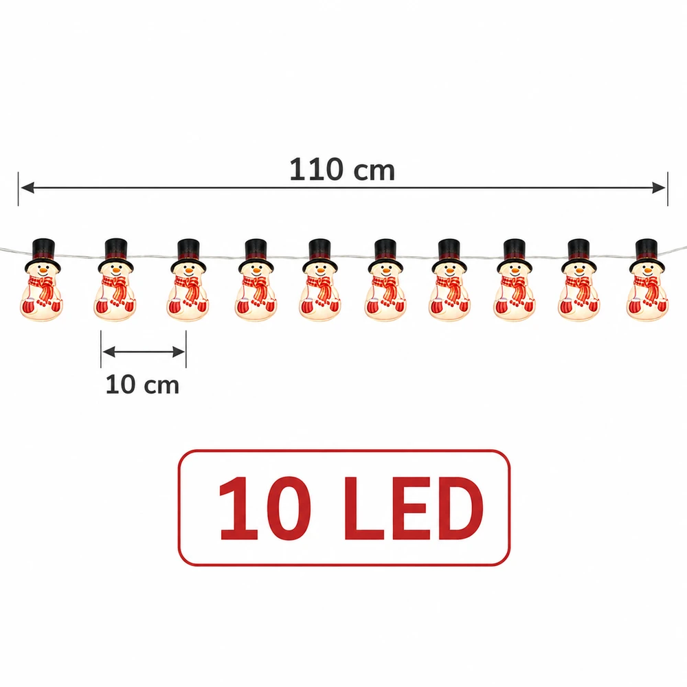 Realne Ceny Krzysztof Alchimionek Girlanda Lampki Świąteczne Bałwany Bałwanki Led 10vnt Ozdoba 110cm