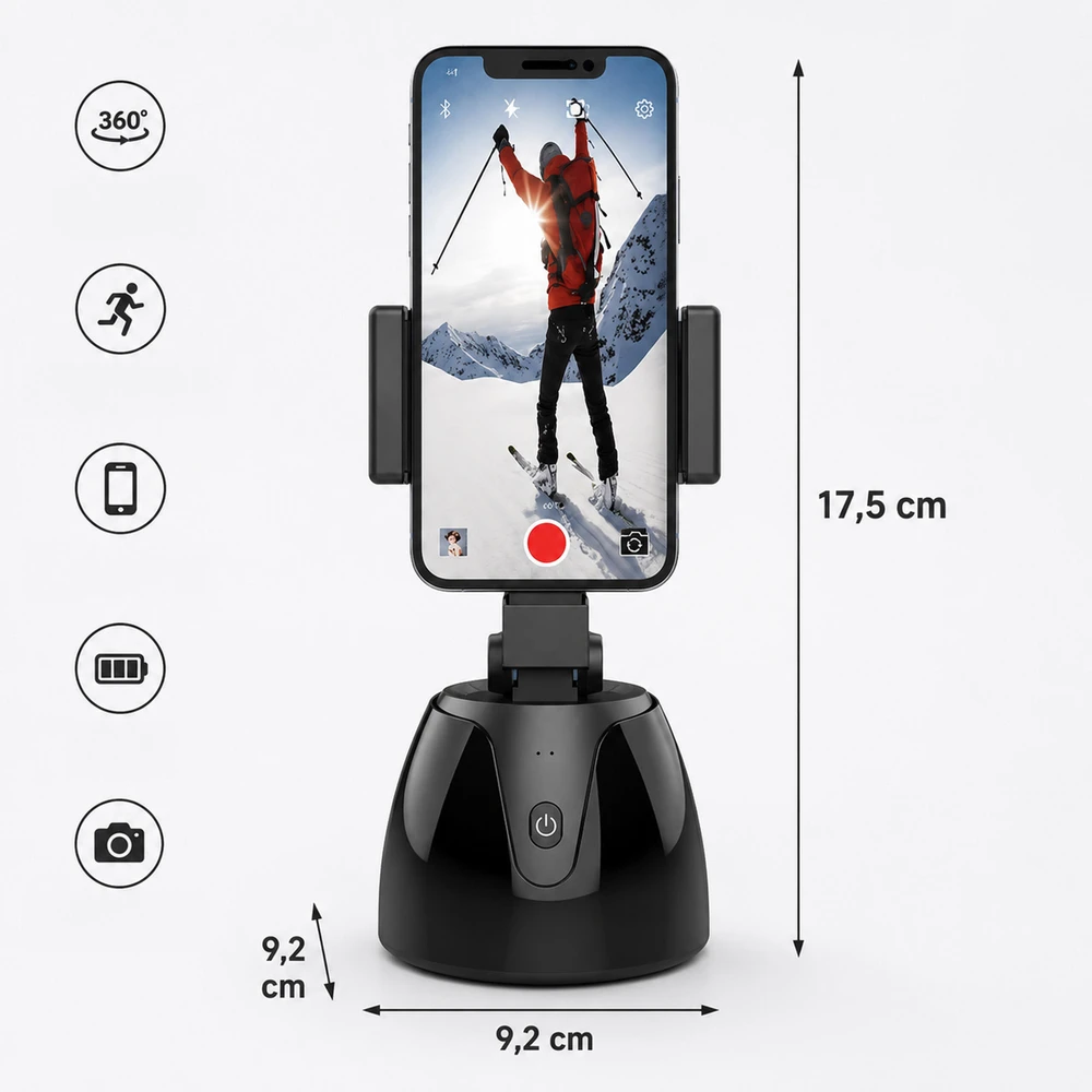 Realne Ceny Krzysztof Alchimionek Inteligenty Laikiklis Stojak na Telefonas do Selfie Obrotowy Śledzący Ruch