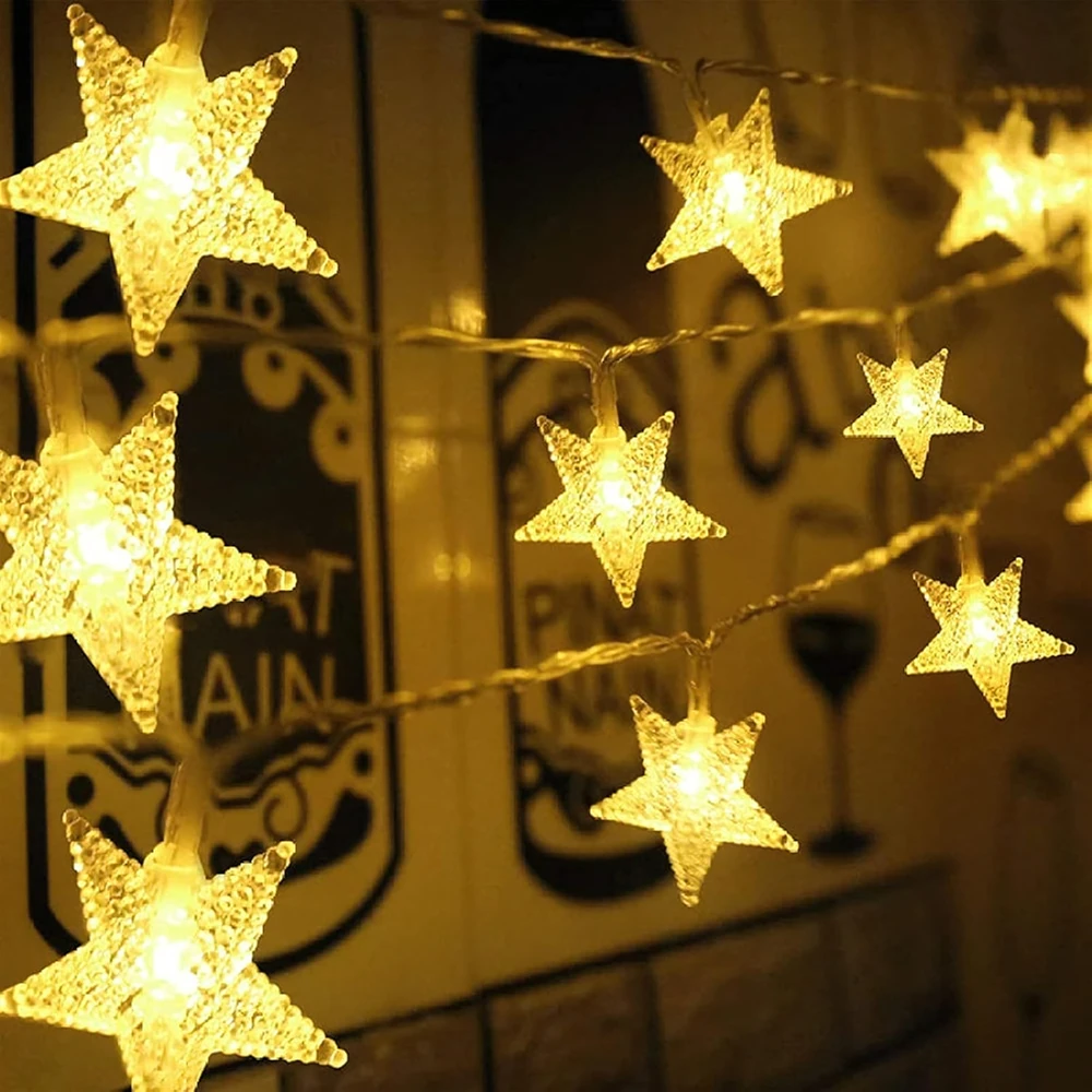 Realne Ceny Krzysztof Alchimionek Kalėdinė šviesos užuolaidų girlianda, 100 LED žvaigždžių, šiltai balta, 10 m