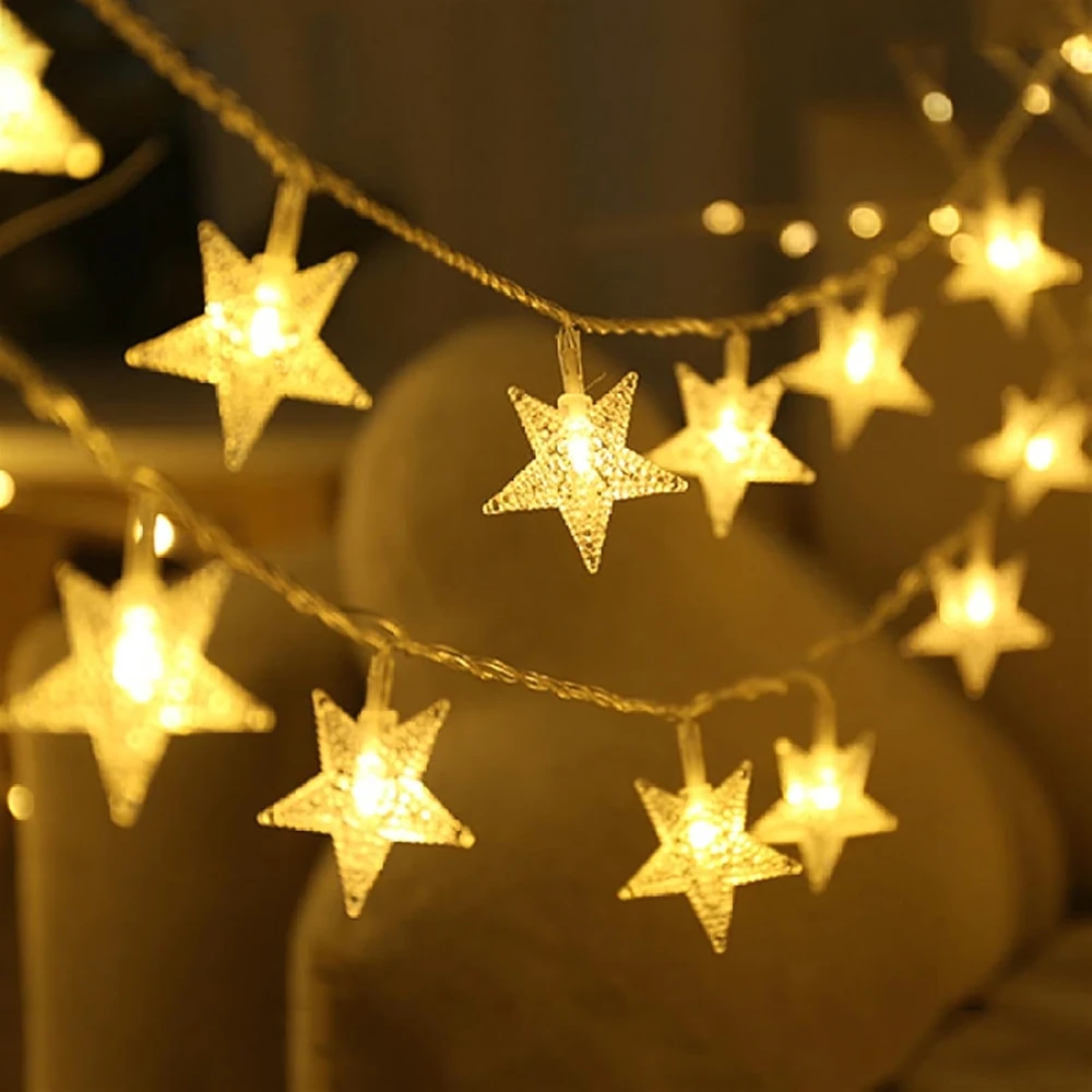 Realne Ceny Krzysztof Alchimionek Kalėdinė šviesos užuolaidų girlianda, 100 LED žvaigždžių, šiltai balta, 10 m