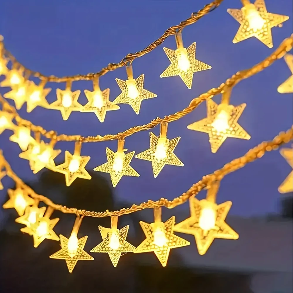 Realne Ceny Krzysztof Alchimionek Kalėdinė šviesos užuolaidų girlianda, 100 LED žvaigždžių, šiltai balta, 10 m