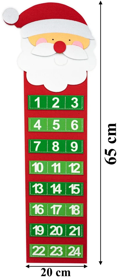 Realne Ceny Krzysztof Alchimionek Kalendarz Adwentowy Świąteczny Mikołaj Filcowy Wiszący 24 Przegródki 65 cm