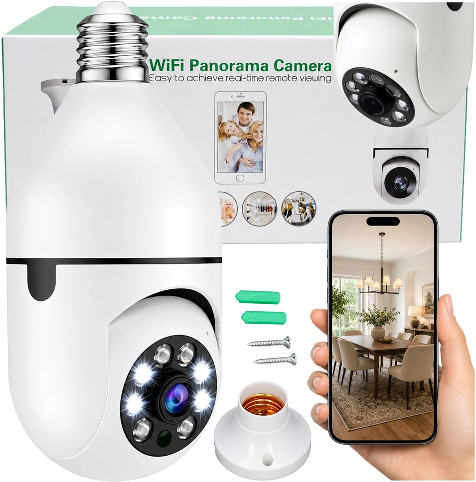 Realne Ceny Krzysztof Alchimionek Kamera IP Bezprzewodowa WiFi Żarówka E27 30W do Monitoringu Domu Niania