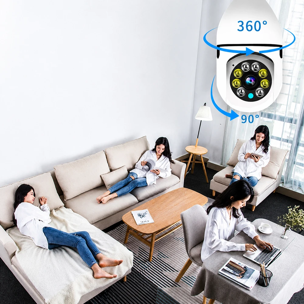 Realne Ceny Krzysztof Alchimionek Kamera IP Bezprzewodowa WiFi Żarówka E27 30W do Monitoringu Domu Niania