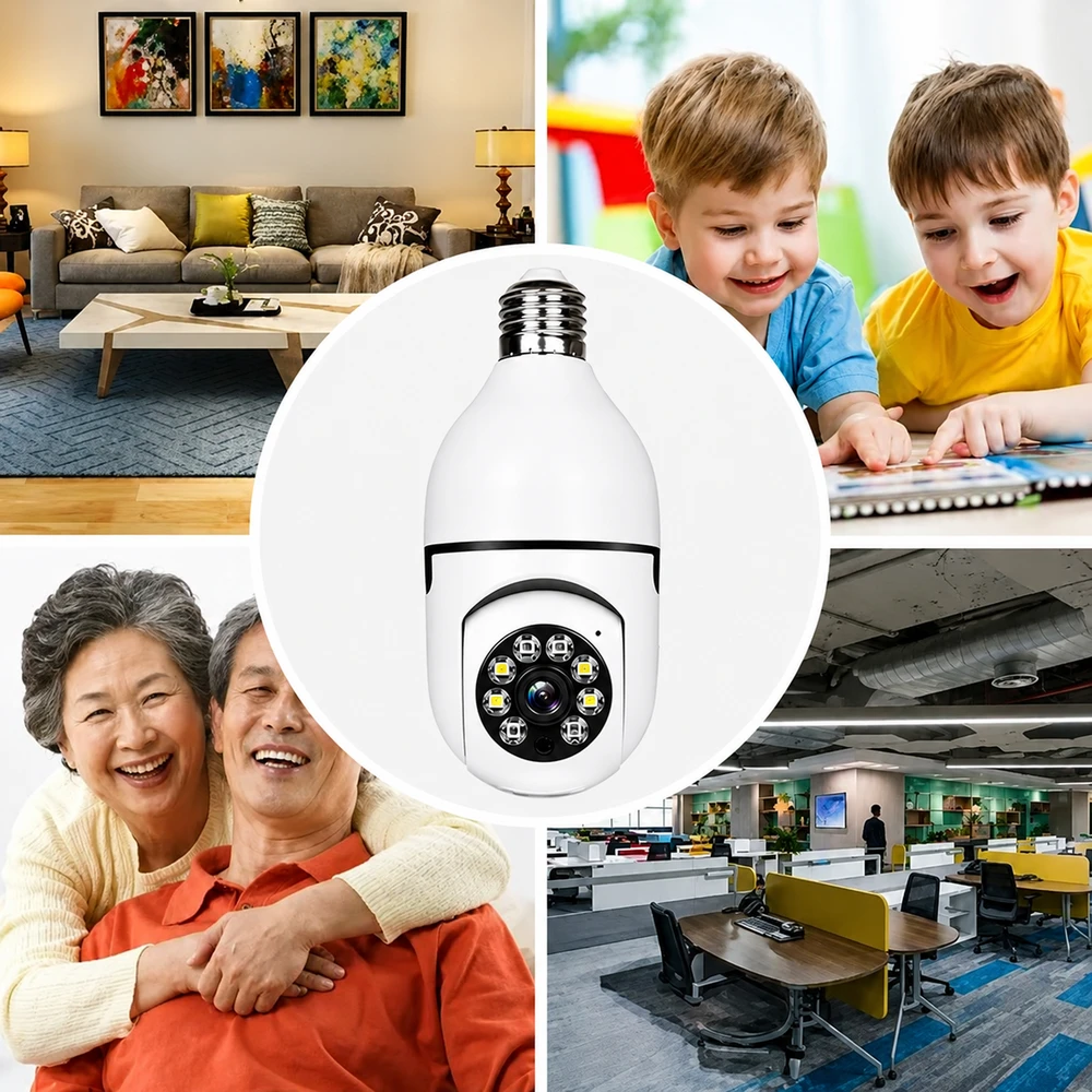 Realne Ceny Krzysztof Alchimionek Kamera IP Bezprzewodowa WiFi Żarówka E27 30W do Monitoringu Domu Niania