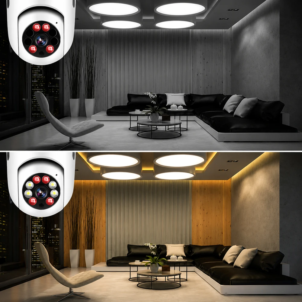 Realne Ceny Krzysztof Alchimionek Kamera IP Bezprzewodowa WiFi Żarówka E27 30W do Monitoringu Domu Niania