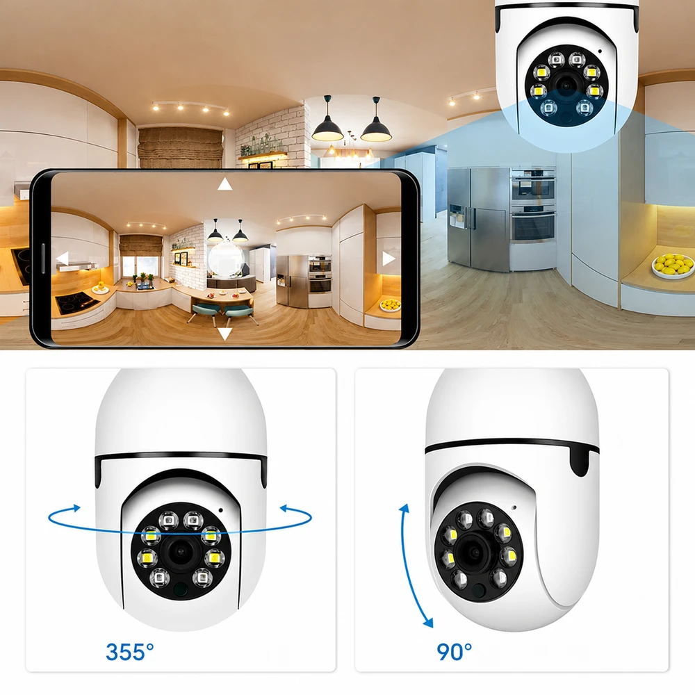 Realne Ceny Krzysztof Alchimionek Kamera IP Bezprzewodowa WiFi Żarówka E27 30W do Monitoringu Domu Niania