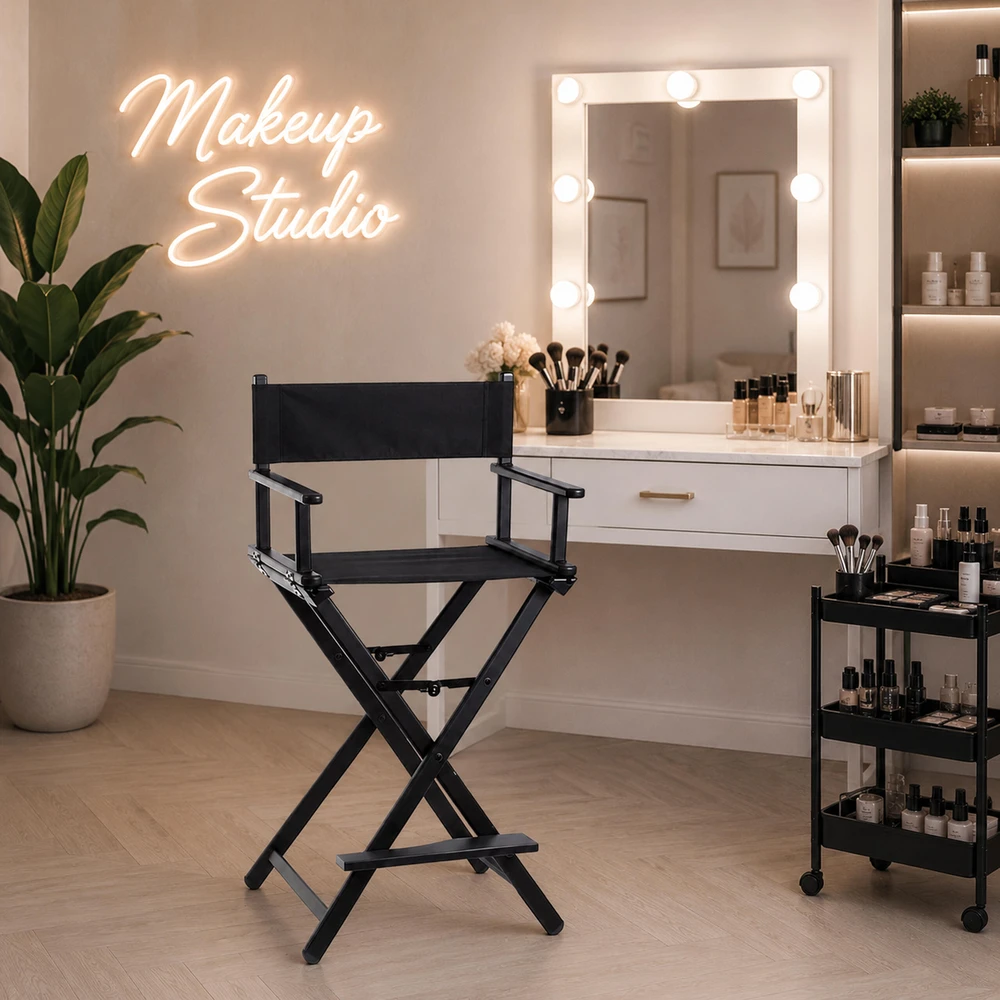 Realne Ceny Krzysztof Alchimionek Krzesło do Makijażu Aluminiowe Kosmetyczne Reżyserskie Make-Up Składane