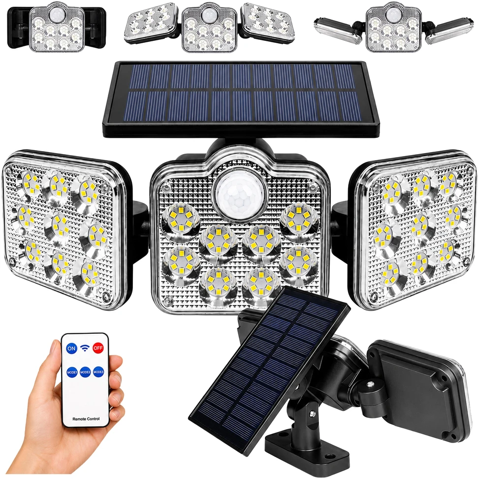 Realne Ceny Krzysztof Alchimionek Lampa Solarna Ogrodowa 138 Led Zewnętrzna su Czujnikiem Ruchu Zmierzchu Pilot