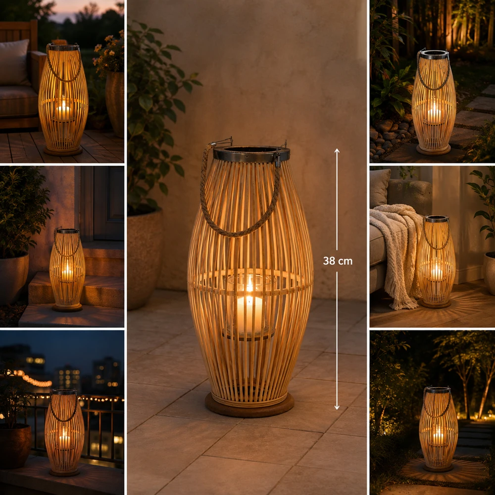 Realne Ceny Krzysztof Alchimionek Lampion Latarnia Drewniany 38cm Ogrodowy na Taras Świecznik Stojący Ozdobny