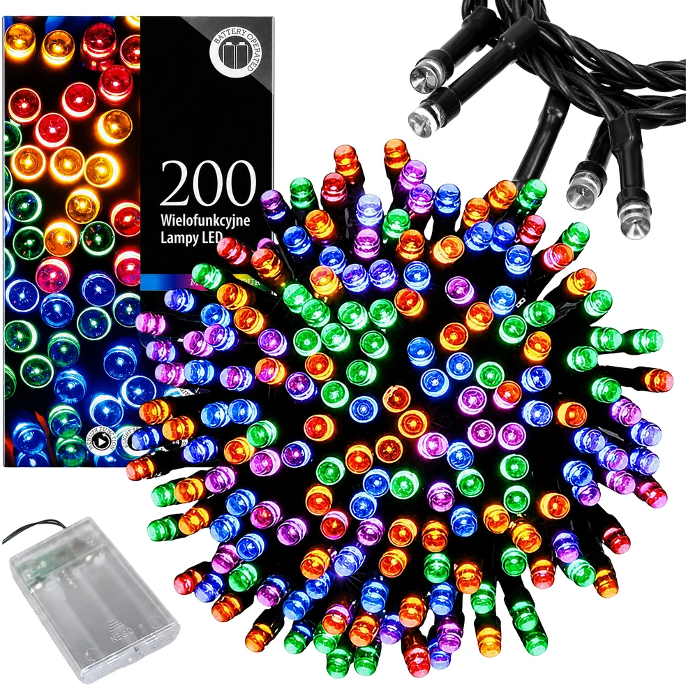 Realne Ceny Krzysztof Alchimionek Lampki Świąteczne 200 Led Choinkowe Dekoracyjne Sznur 20m Wielokolorowe RGB