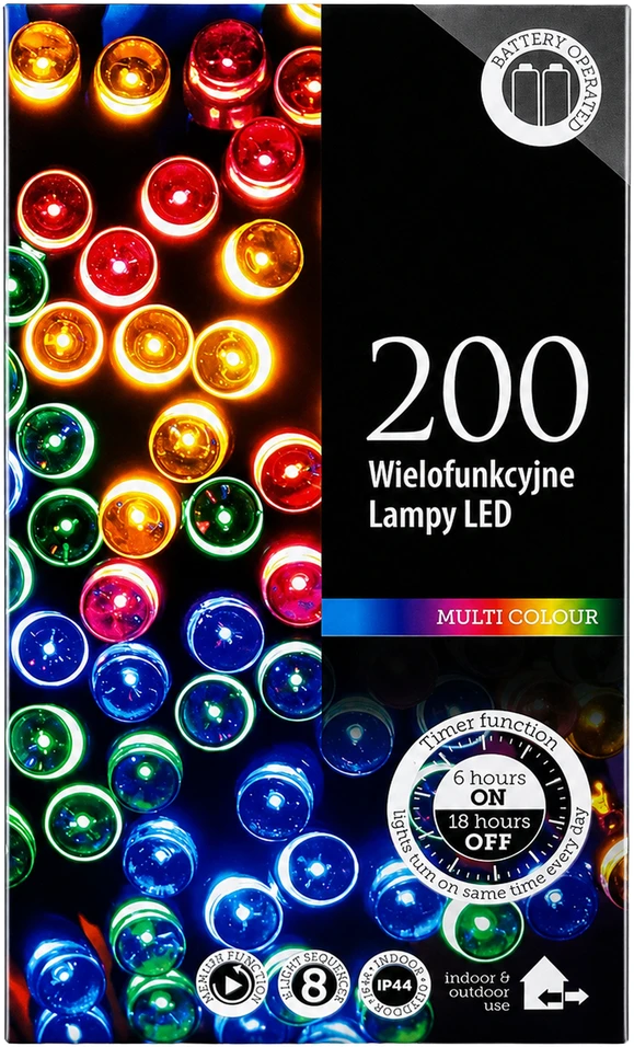 Realne Ceny Krzysztof Alchimionek Lampki Świąteczne 200 Led Choinkowe Dekoracyjne Sznur 20m Wielokolorowe RGB
