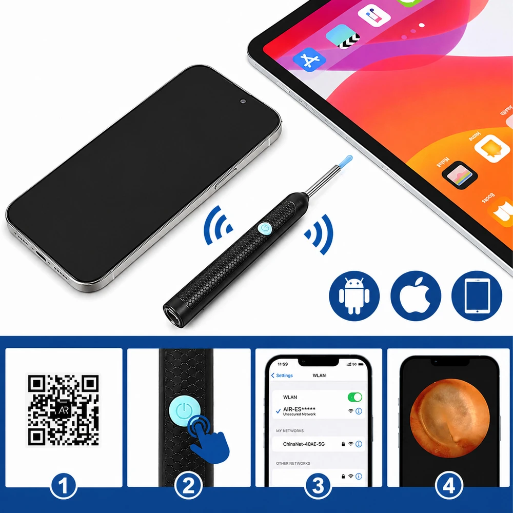 Realne Ceny Krzysztof Alchimionek Otoskop Kamera do Czyszczenia Uszu Usuwania Woskowiny Smart HD Endoskop