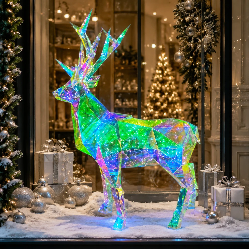 Realne Ceny Krzysztof Alchimionek Renifer LED holograficzny 3d świąteczny geometryczny sodo ozdoba 90cm