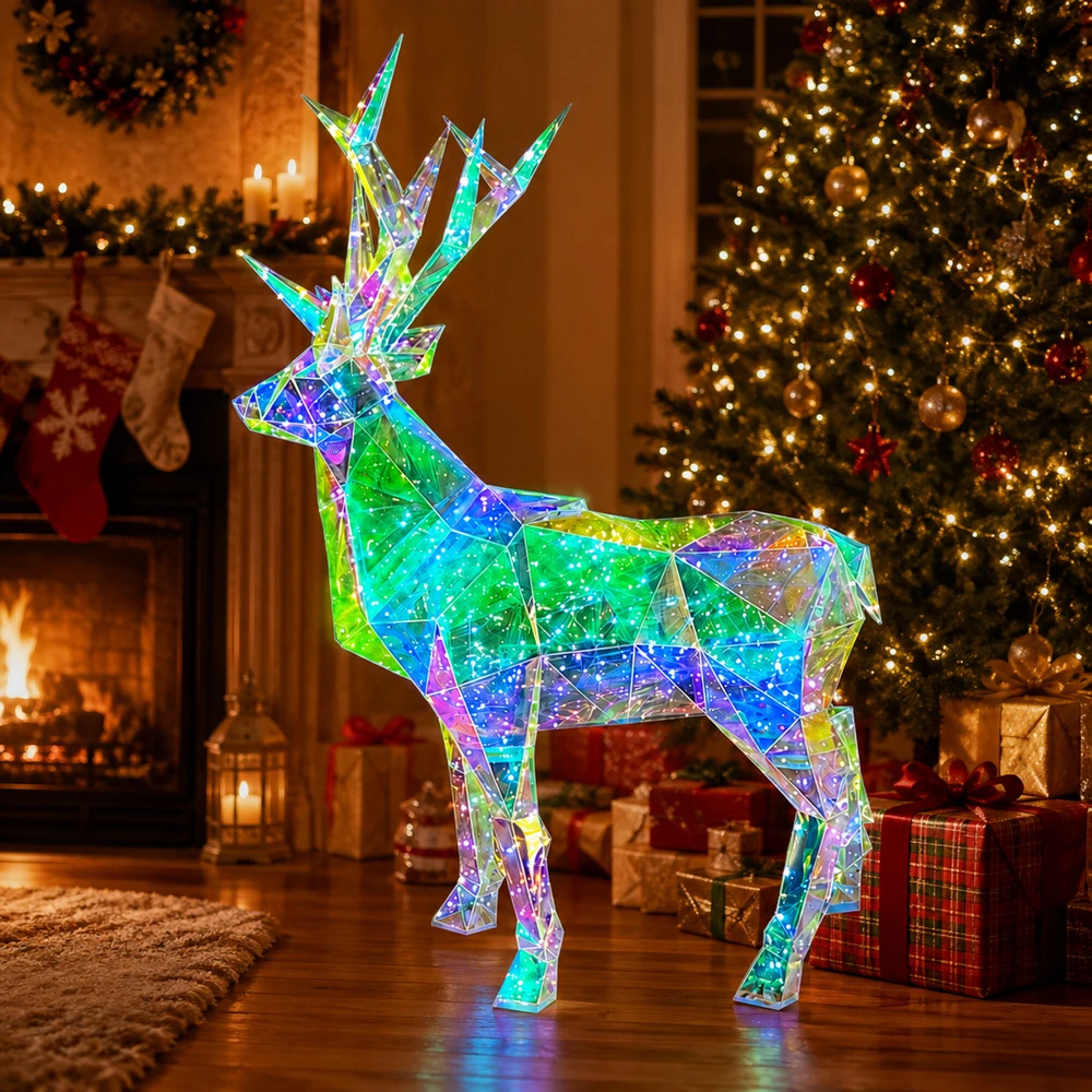 Realne Ceny Krzysztof Alchimionek Renifer LED holograficzny 3d świąteczny geometryczny sodo ozdoba 90cm