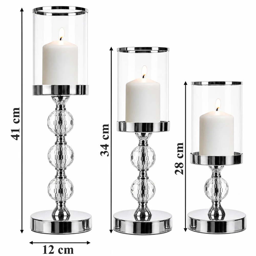 Realne Ceny Krzysztof Alchimionek Świecznik Świeczniki Szklane Metalowe Sidabrinė Lampion Glamour Rinkinys 3 vnt