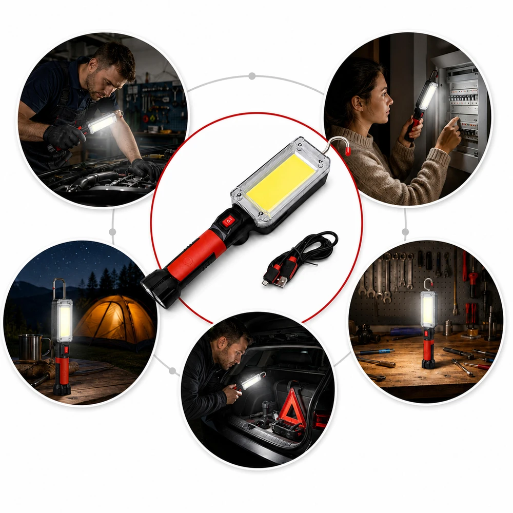 Realne Ceny Krzysztof Alchimionek Žibintuvėlis Lampa Warsztatowa Kanałowa Led su Hakiem Magnesem 700 Lm 20 W Mocna