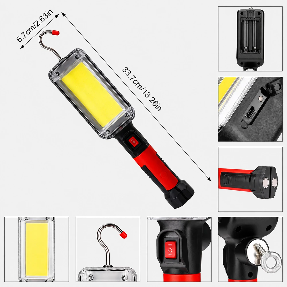 Realne Ceny Krzysztof Alchimionek Žibintuvėlis Lampa Warsztatowa Kanałowa Led su Hakiem Magnesem 700 Lm 20 W Mocna