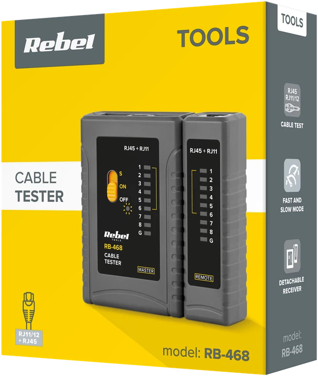 RJ11 / RJ45 kabelių testeris - Rebel RB-468
