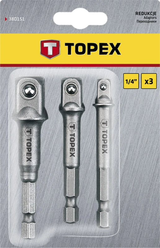 TOPEX KOMPLET ADAPTERÓW / UCHWYTÓW DO NASADEK 3 vnt.. 1/2-3/8-1/4" 38D151
