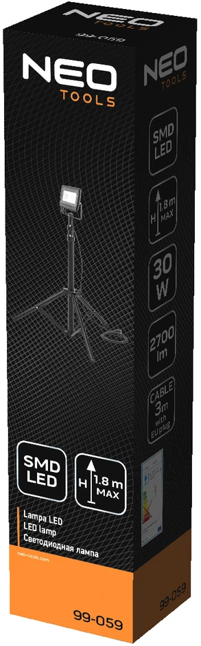 Reflektor Prožektorius NEO 30W SMD LED 2700lm Su 1,8 m trikoju