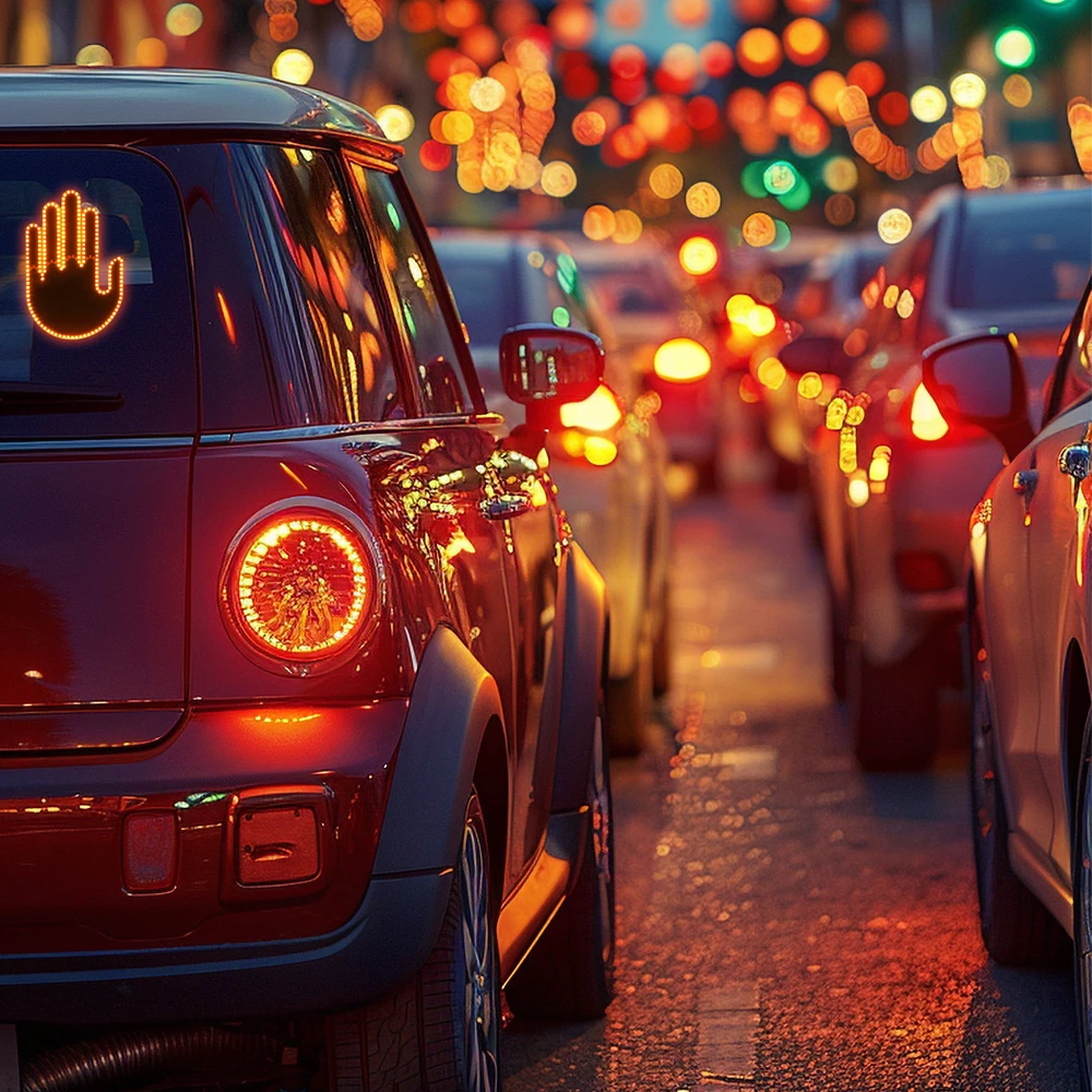 Ręka LED rankos gesto signalas automobilio galiniam langui, viduriniajam pirštui + nuotolinio valdymo pultas
