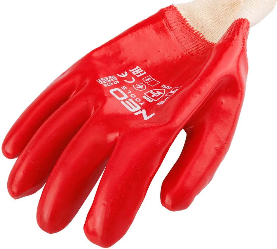 Rękawice Darbinės pirštinės, medvilninės, visiškai dengtos PVC, 3121X, 10 dydis