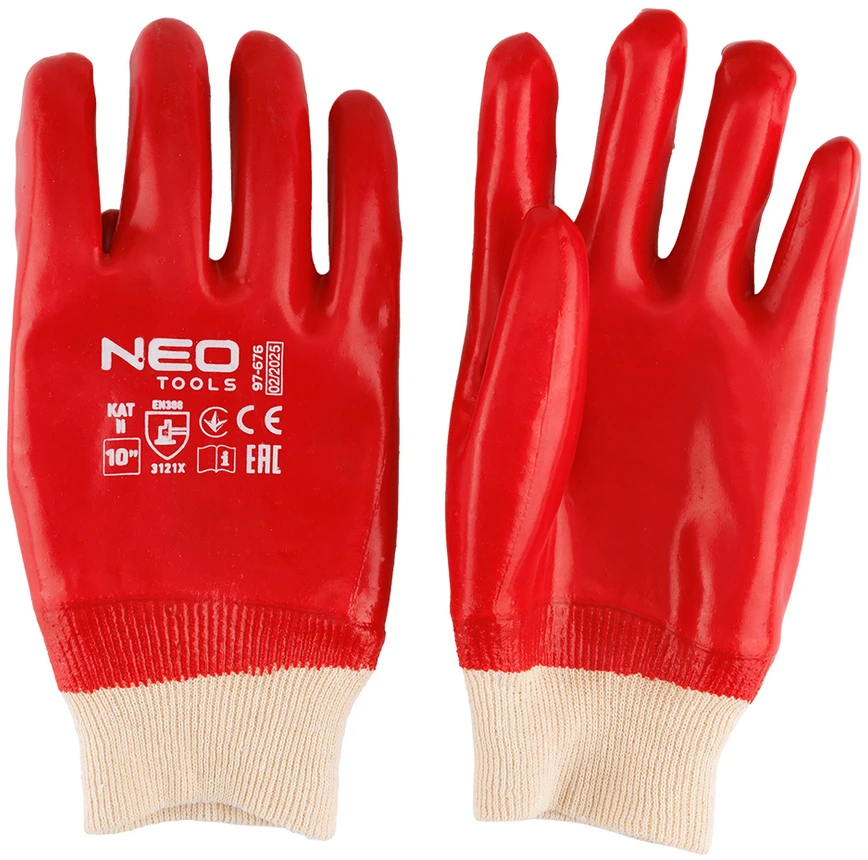 Rękawice Darbinės pirštinės, medvilninės, visiškai dengtos PVC, 3121X, 10 dydis