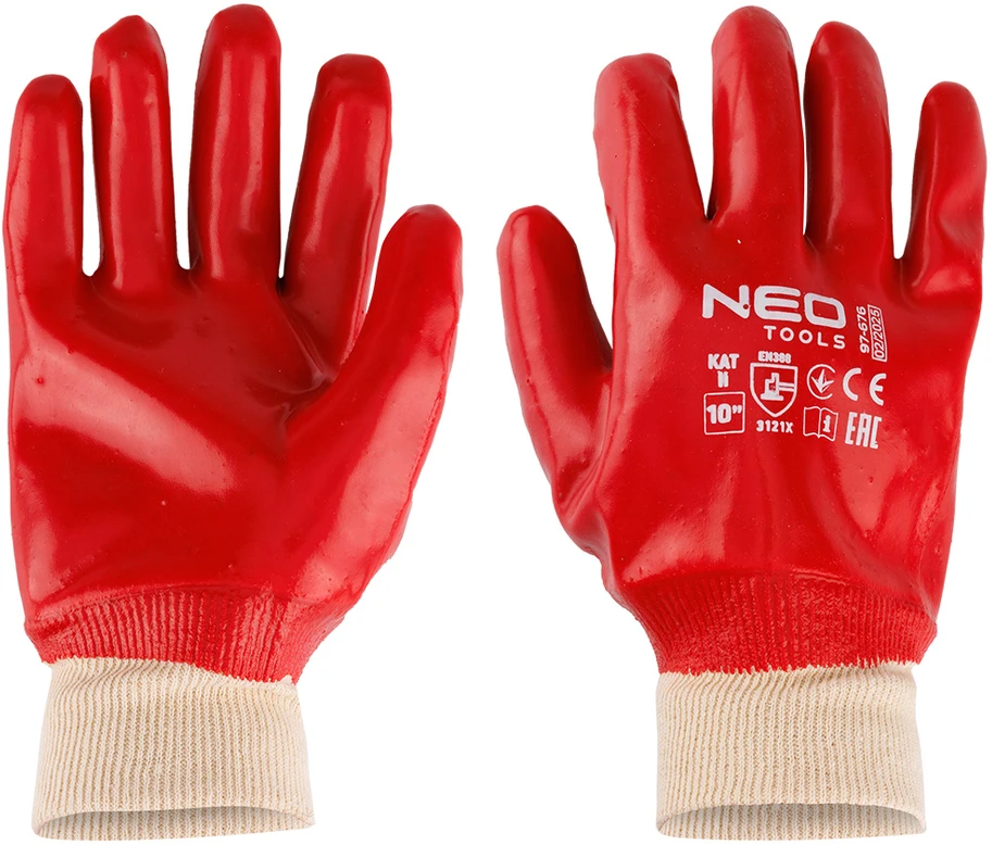 Rękawice Darbinės pirštinės, medvilninės, visiškai dengtos PVC, 3121X, 10 dydis