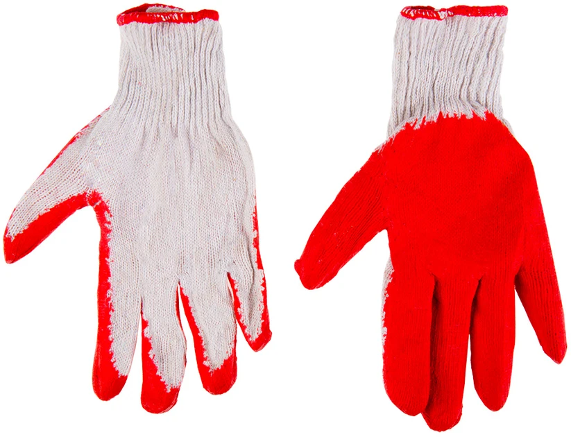 Top Tools Rękawice Darbinės pirštinės, megztos medvilnės, padengtos guma, raudonos, 9 colių