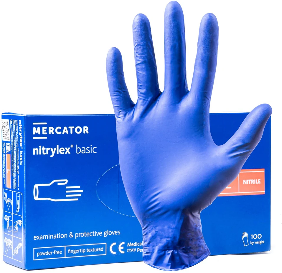 Rękawice Mercator Medical Apsauginės nitrilo pirštinės Nitrylex Basic, dydis L, 100 vnt.