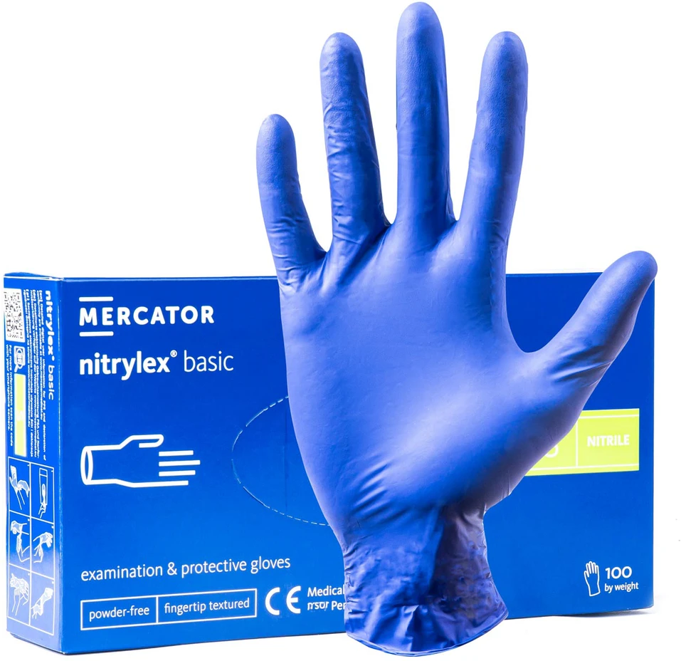 Rękawice Mercator Medical Apsauginės nitrilo pirštinės Nitrylex Basic, dydis M, 100 vnt.