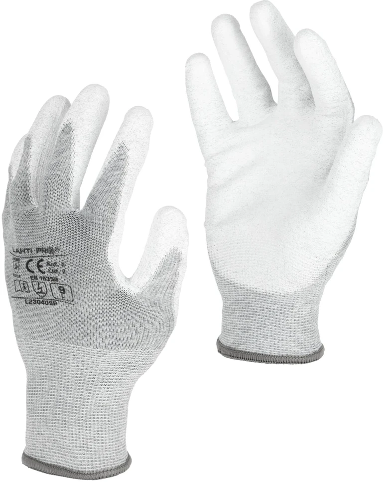 Lahti Pro Rękawice PU antistatinės pirštinės, baltos l230408p, kartonas, "8", ce, Lahti