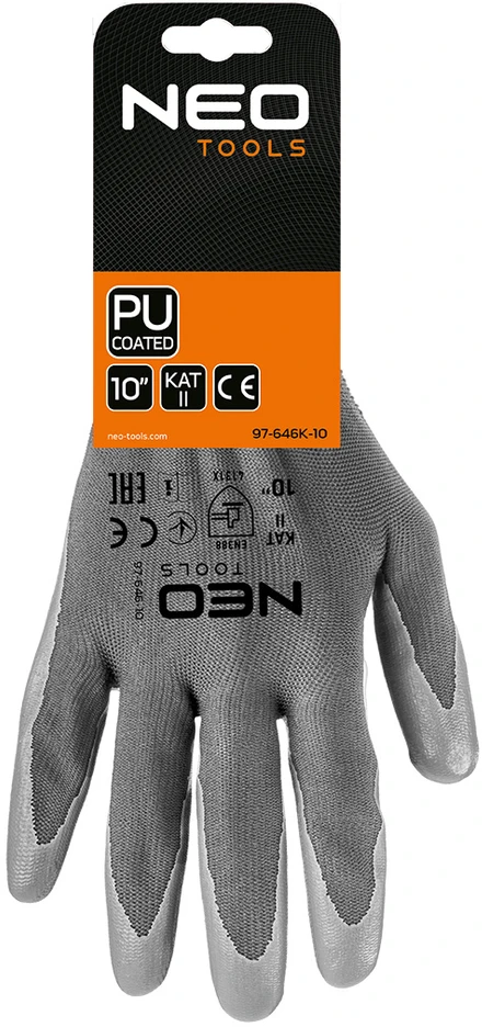 Rękawice PU dengtos poliesterio darbo pirštinės, 4131X, 10 dydis (kartonas)