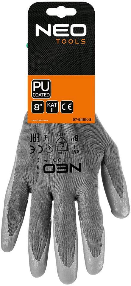 Rękawice PU dengtos poliesterio darbo pirštinės, 4131X, 8 dydis (kartonas)