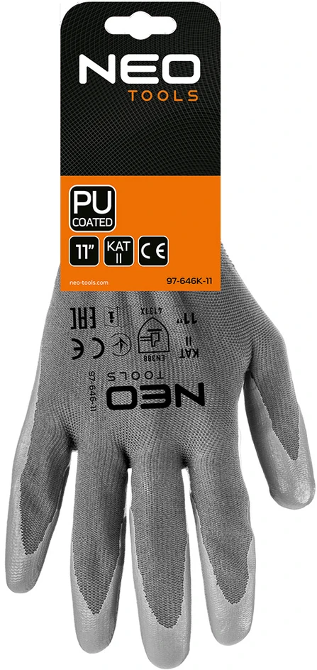 Rękawice PU dengtos poliesterio darbo pirštinės, 4131X, 11 dydis (kartonas)
