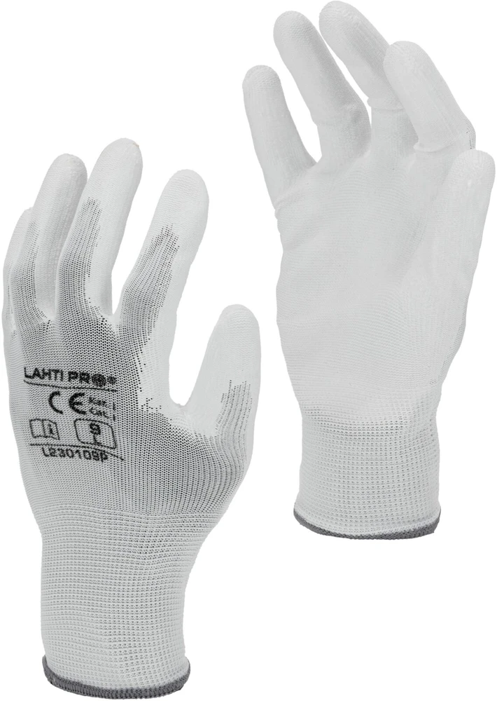 Lahti Pro Rękawice PU pirštinės, baltos l230109p, 12 porų, "9", ce, Lahti