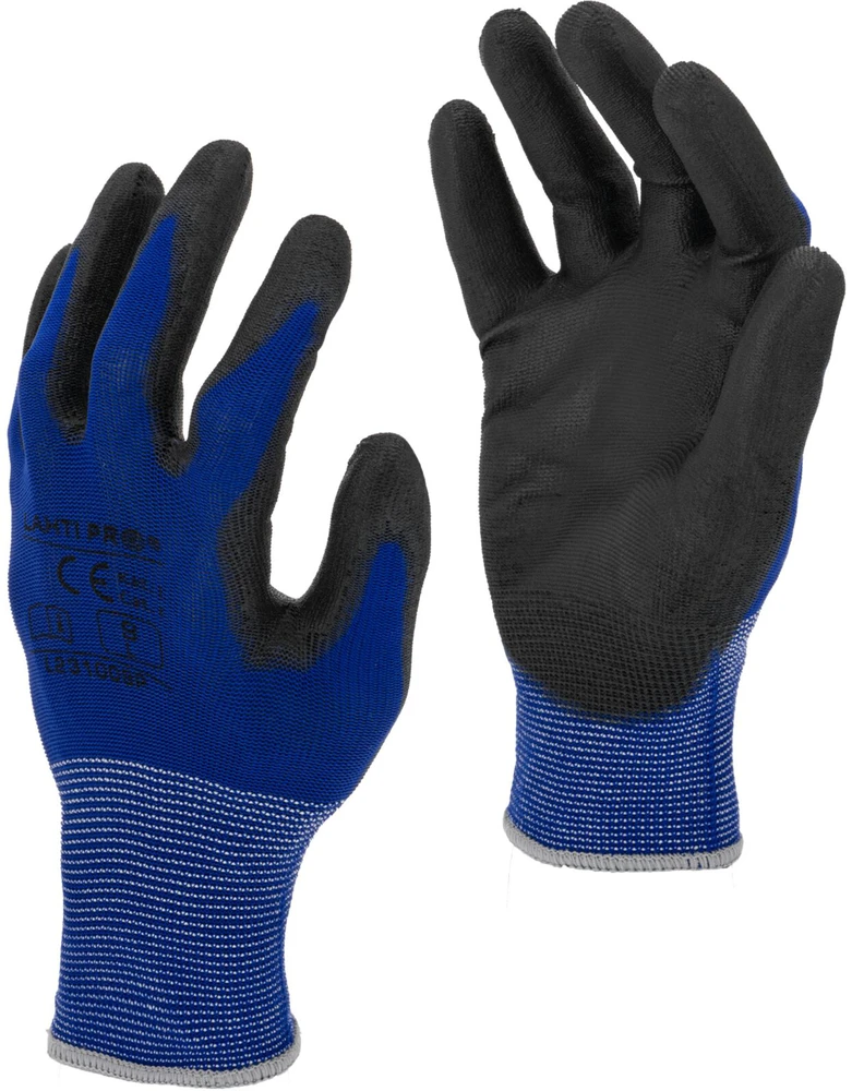 Lahti Pro Rękawice PU pirštinės mėlynos ir juodos l231008p, kartonas, "8", ce, Lahti
