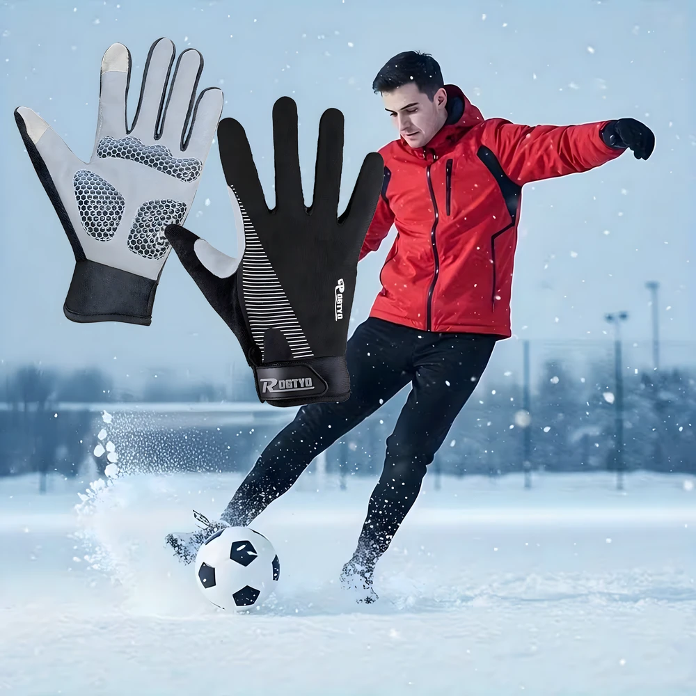 Rękawiczki Pirštinės Žieminės lietimui jautrios sportinės dviračių pirštinės su pilnais pirštais bėgimui L