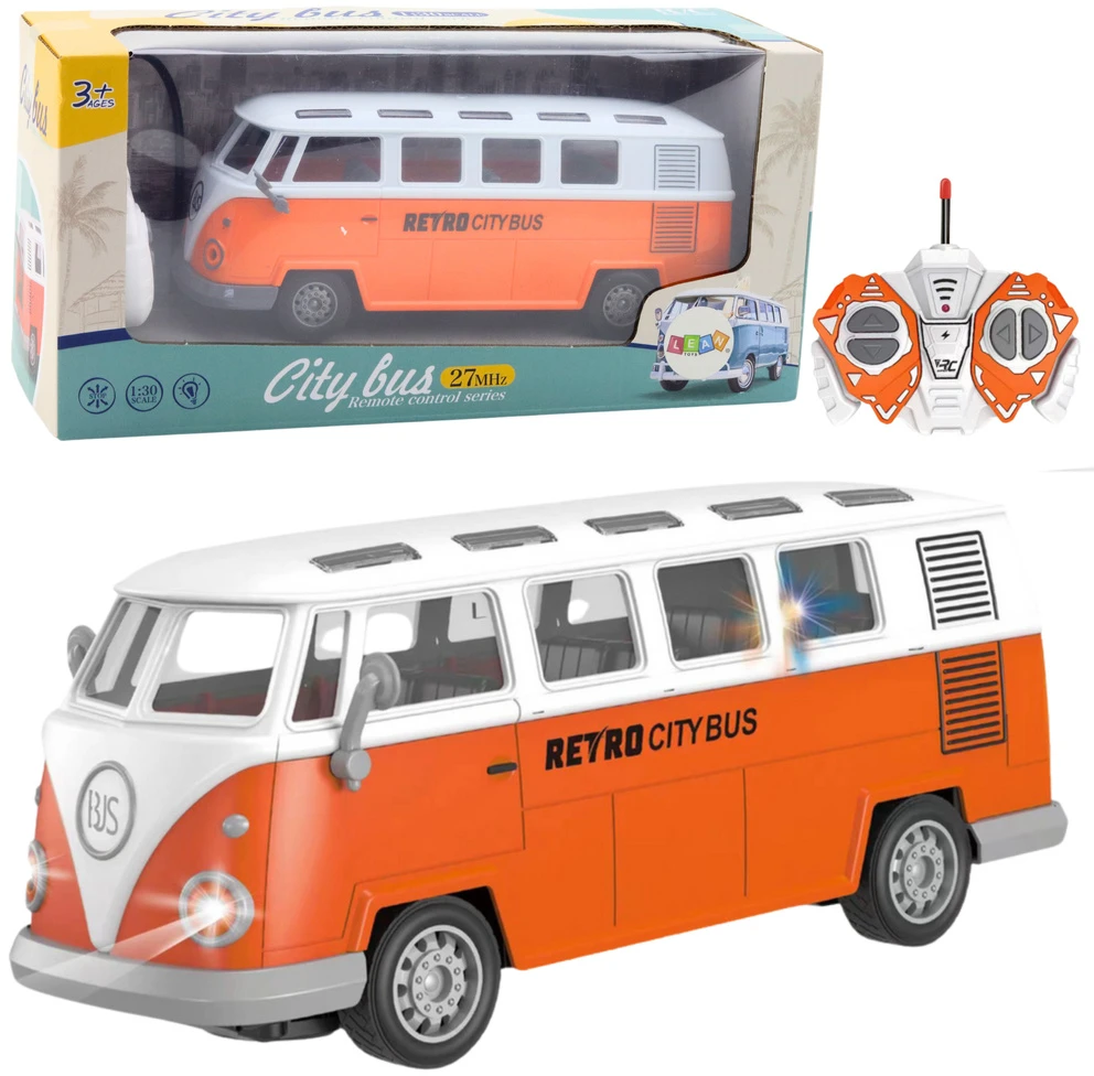 Lean Toys RETRO MIESTO AUTOBUSAS SU NUOTOLINIO VALDYMO PULTU 1:30